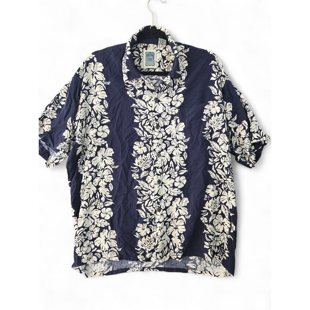 Vintage Ocean Current Mens XL Rayon Hawaiian Shirt Floral Aloha‎ 90s Surf Beach